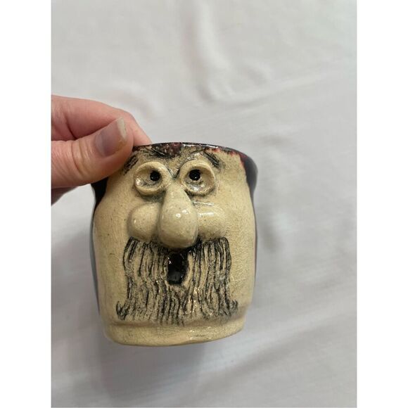 Vtg Mid Century Ugly Mugs Hippie Studio Art Cup Funny Face Coffee Mustache Man - Picture 7 of 9